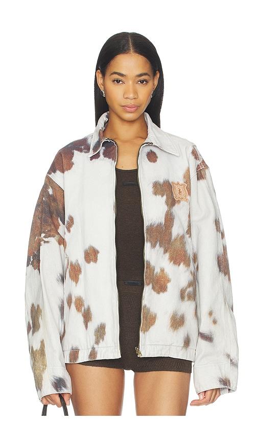 we11done cowhide print work jacket in light grey.