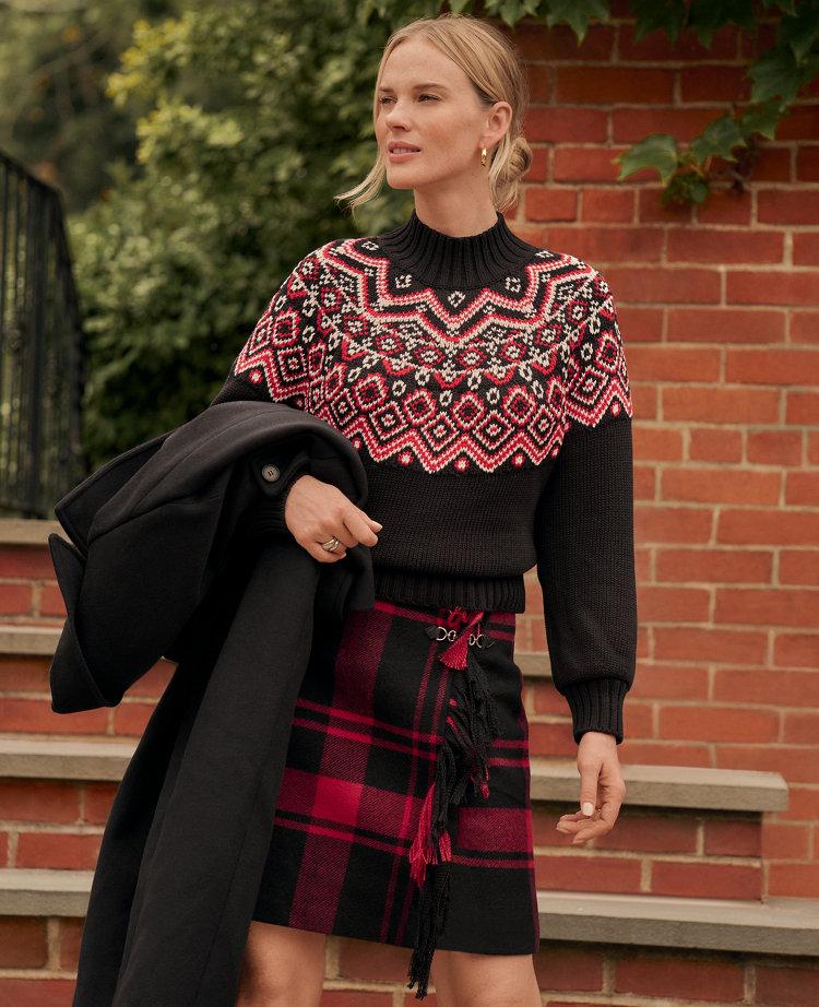 weekend collection fair isle mock neck sweater