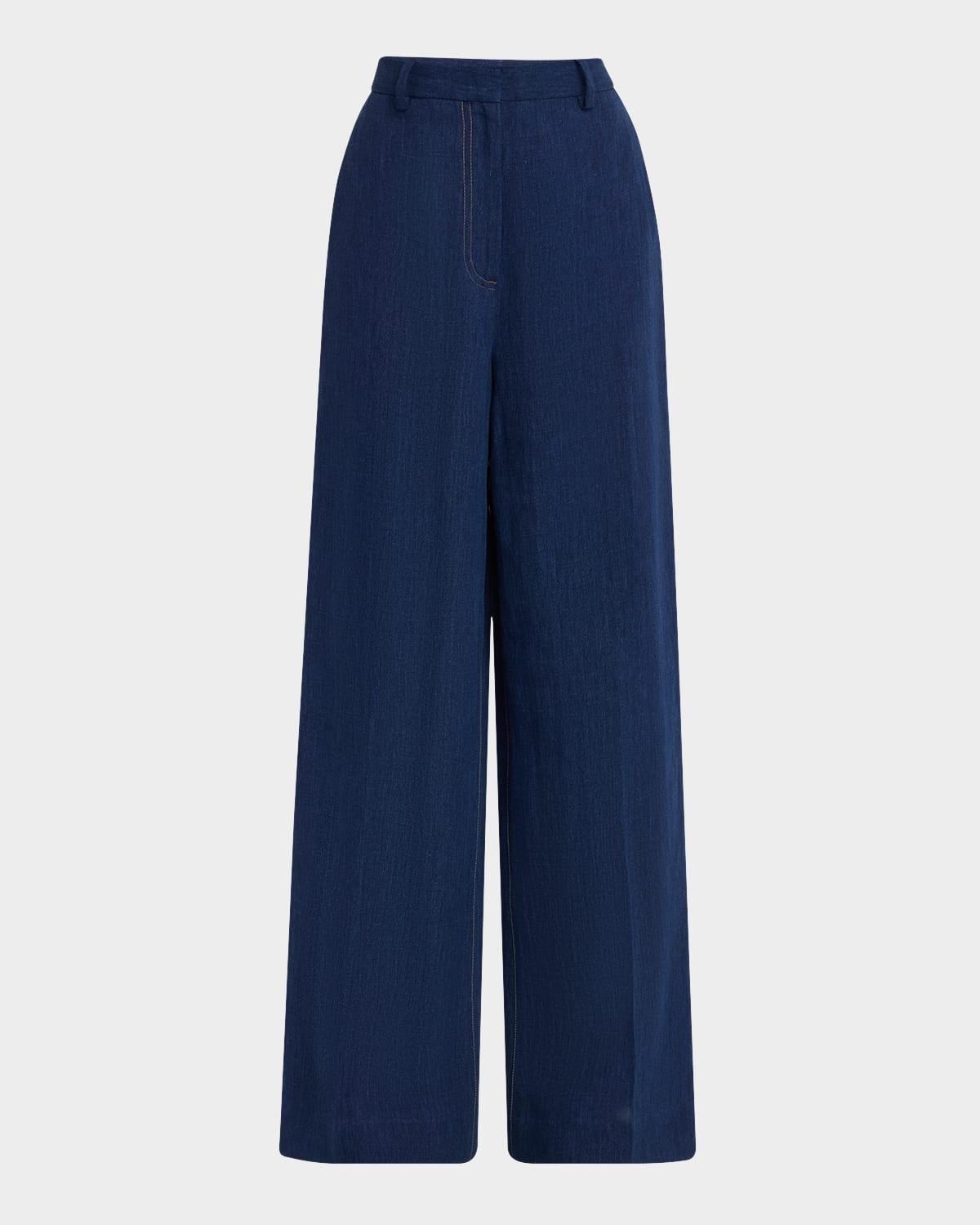 weekend high-rise wide-leg linen trousers