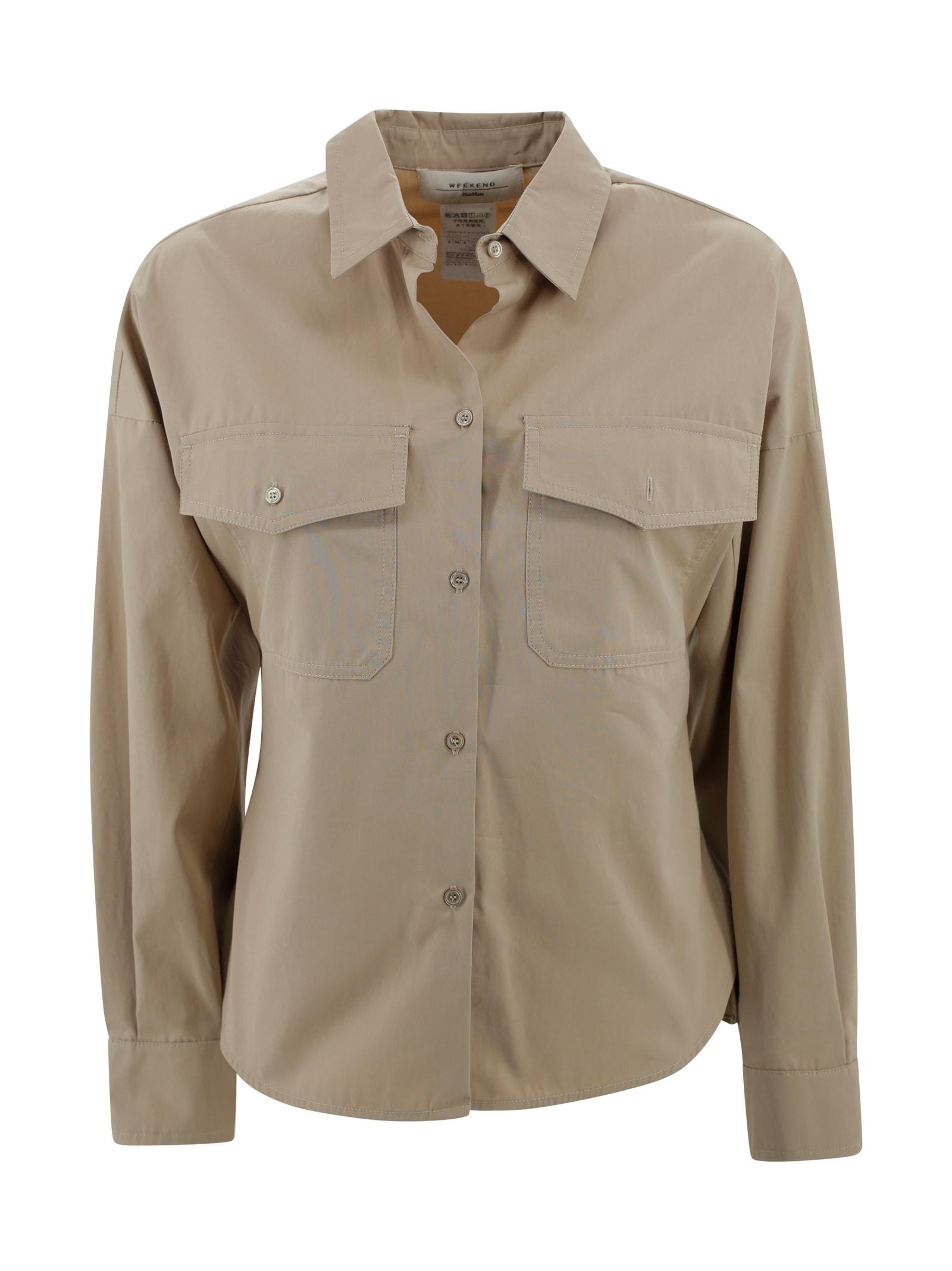 weekend max mara beige poplin skipper shirt