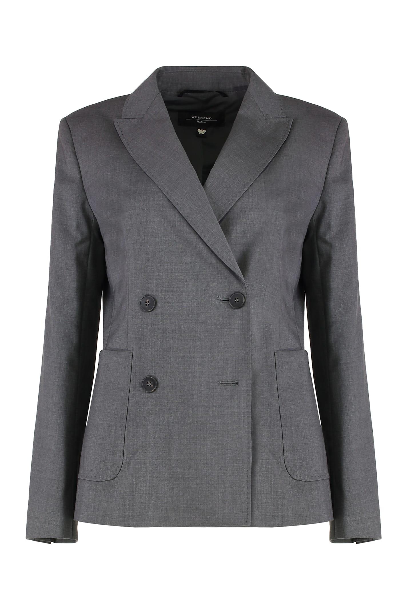 weekend max mara double-breasted virgin wool jacket