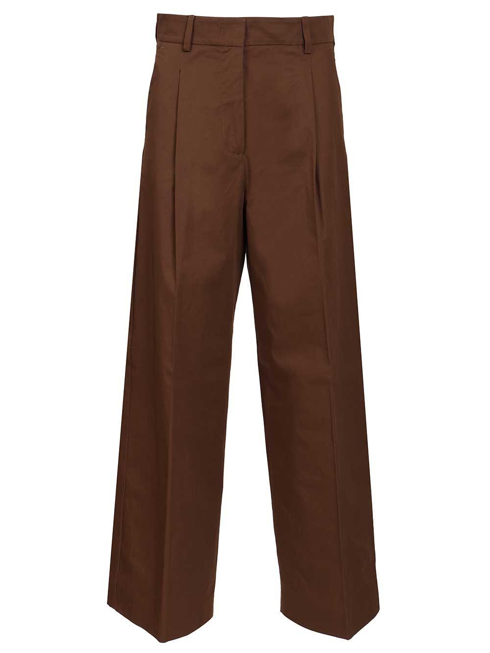 weekend max mara gabardine trousers brown cotone - women