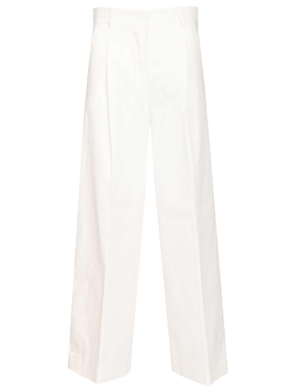 weekend max mara gabardine trousers white cotone - women