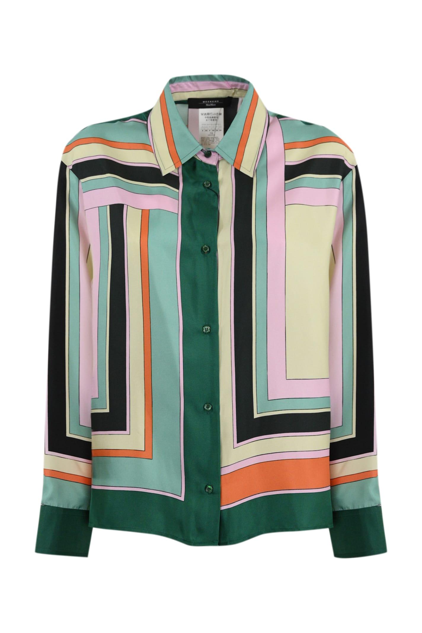 weekend max mara graphic printed button-up shirt