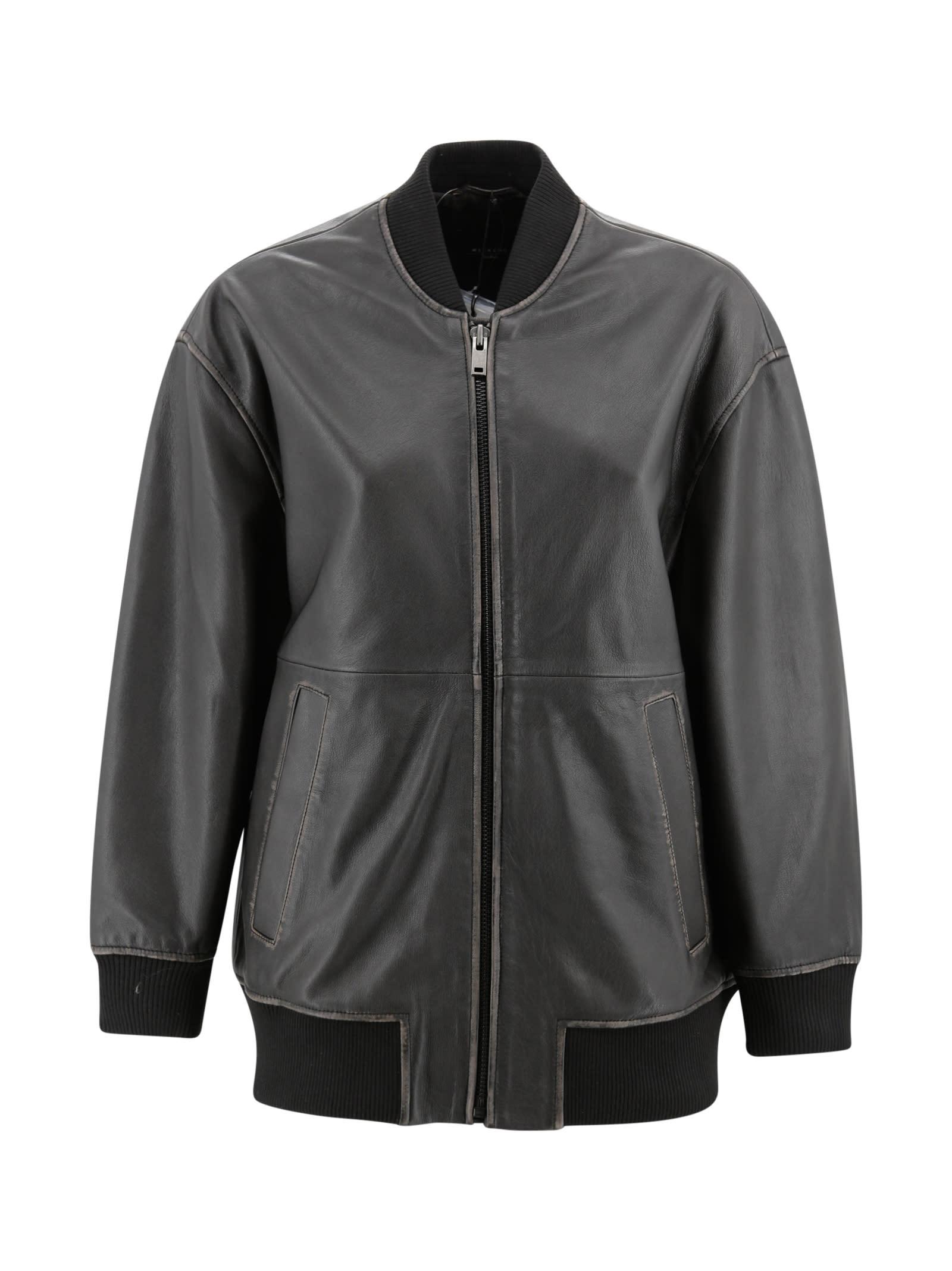 weekend max mara long nappa leather bomber jacket