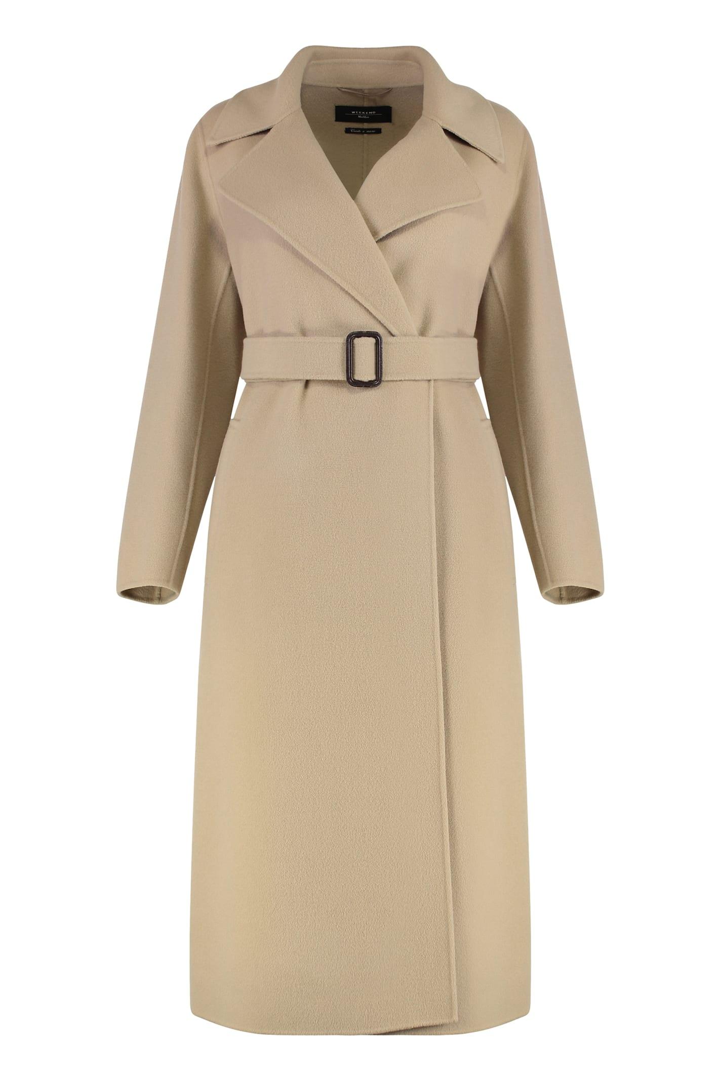 weekend max mara manu double-breasted virgin wool coat