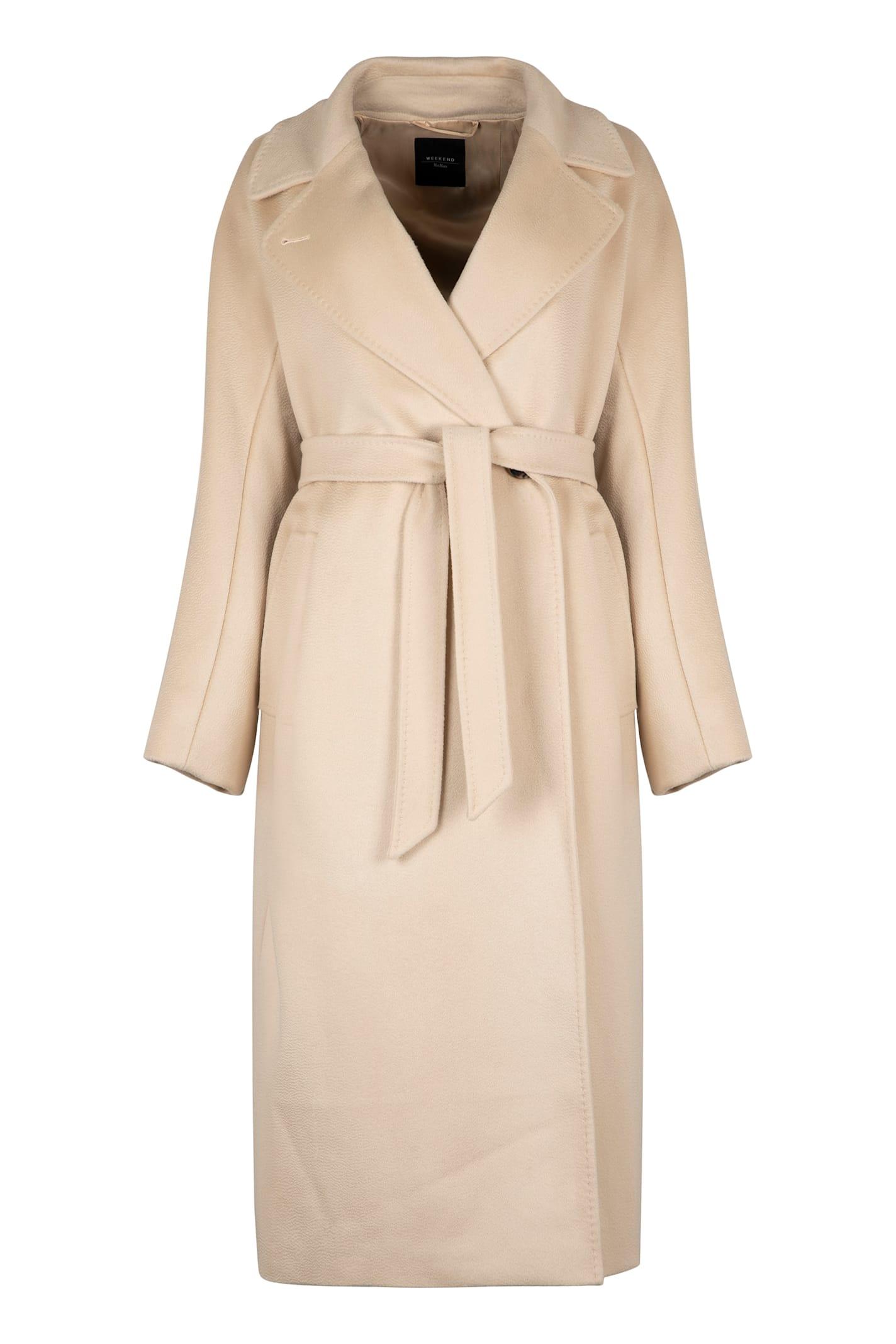 weekend max mara resina double-breasted virgin wool coat