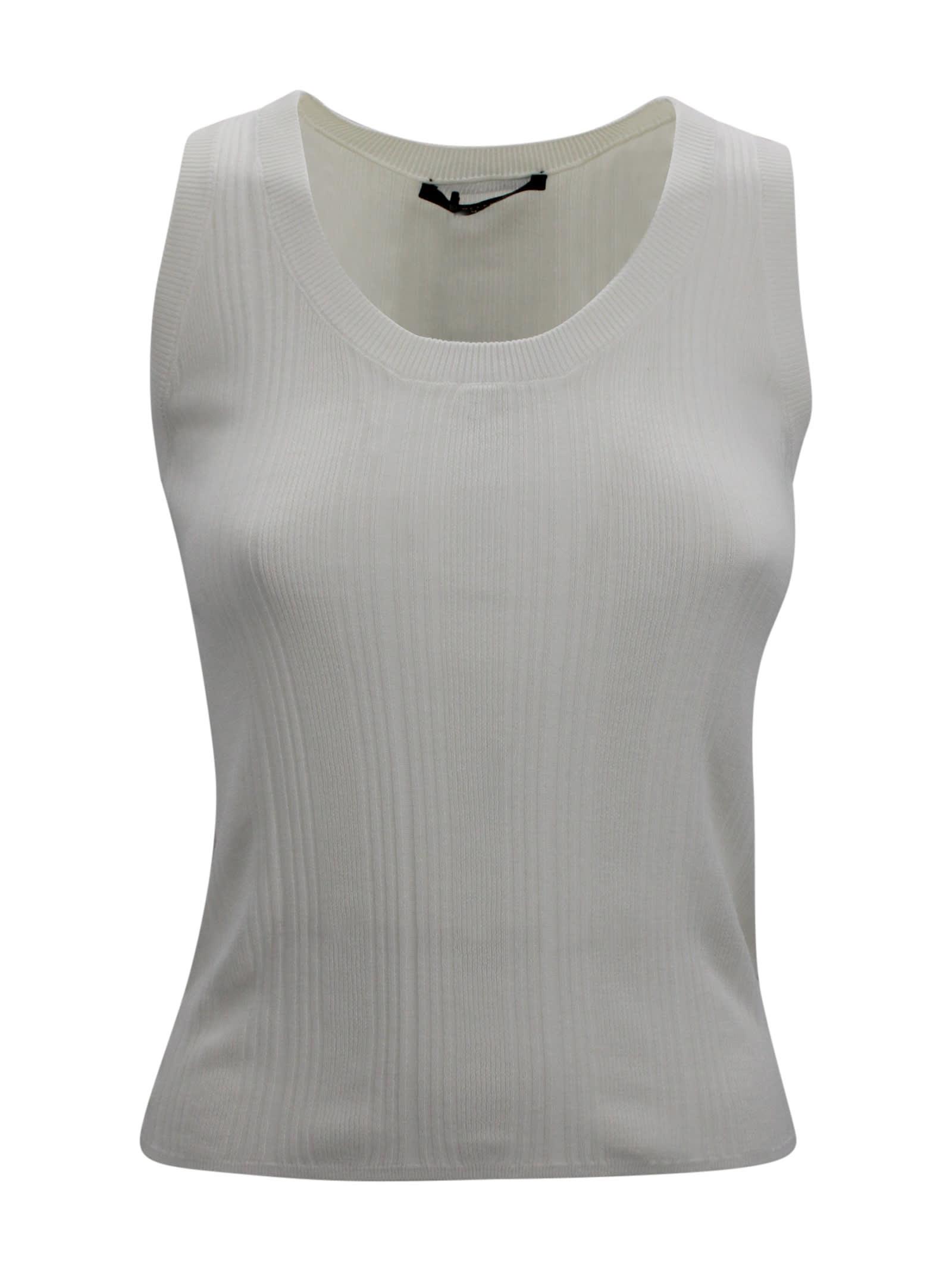 weekend max mara ribbed sleeveless cotton top