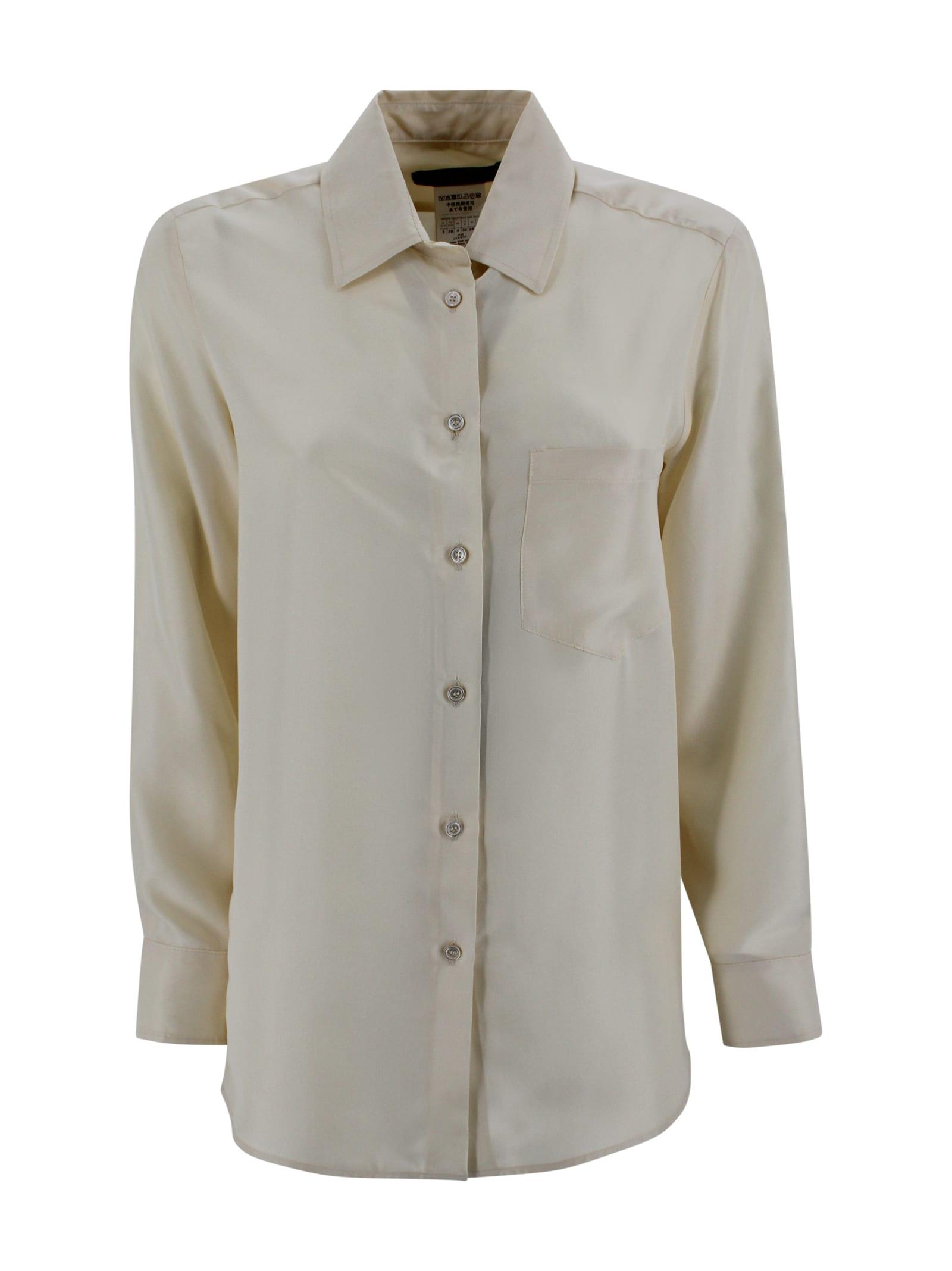 weekend max mara washed silk shirt-ecru