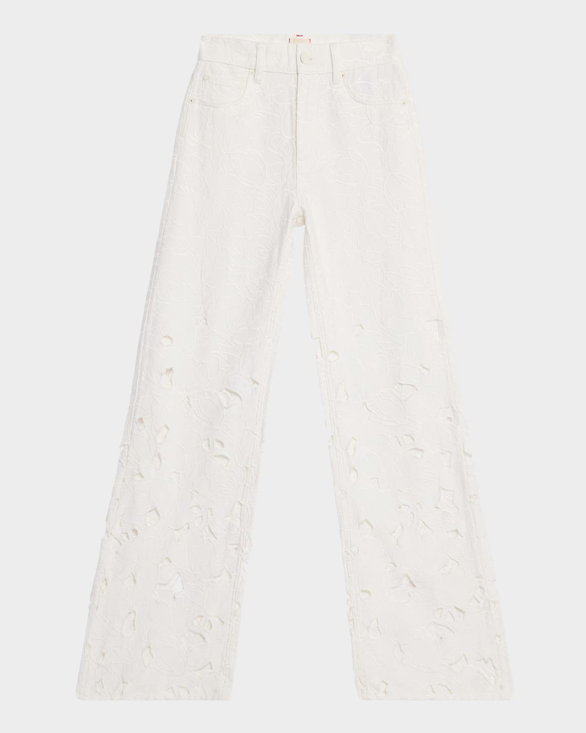 weezy high-rise embroidered eyelet jeans