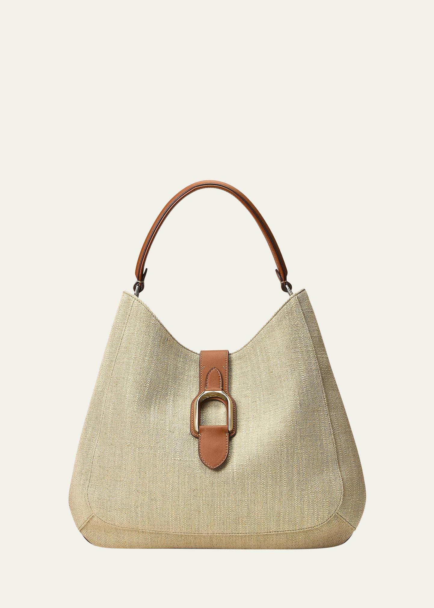welington medium woven linen shoulder bag