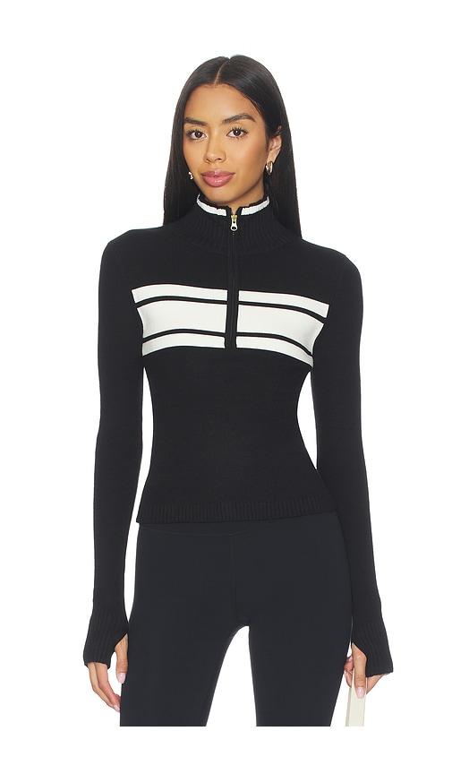 wellbeing + beingwell chalet half zip pullover in black.