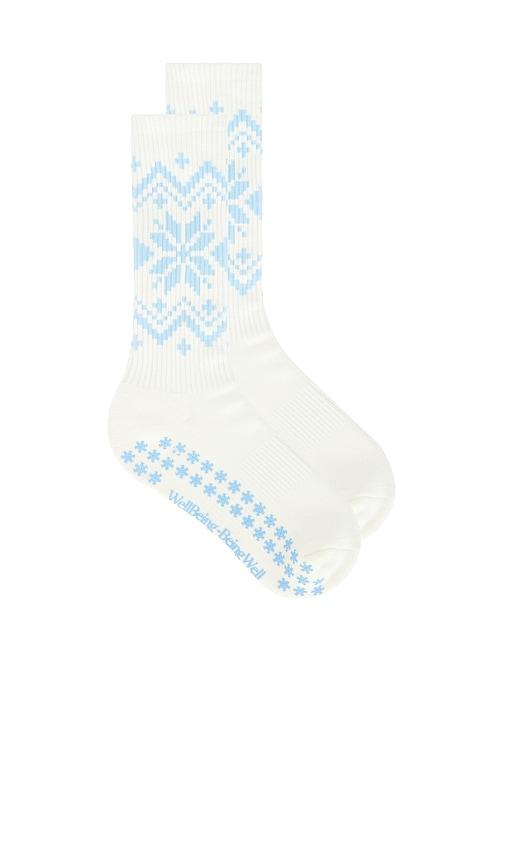 wellbeing + beingwell fair isle grip sock in cream.