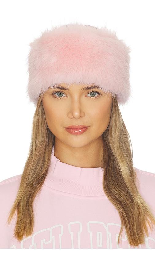 wellbeing + beingwell faux fur headband in pink.