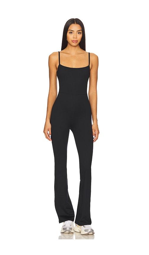 wellbeing + beingwell flowwell aurora jumpsuit in black.