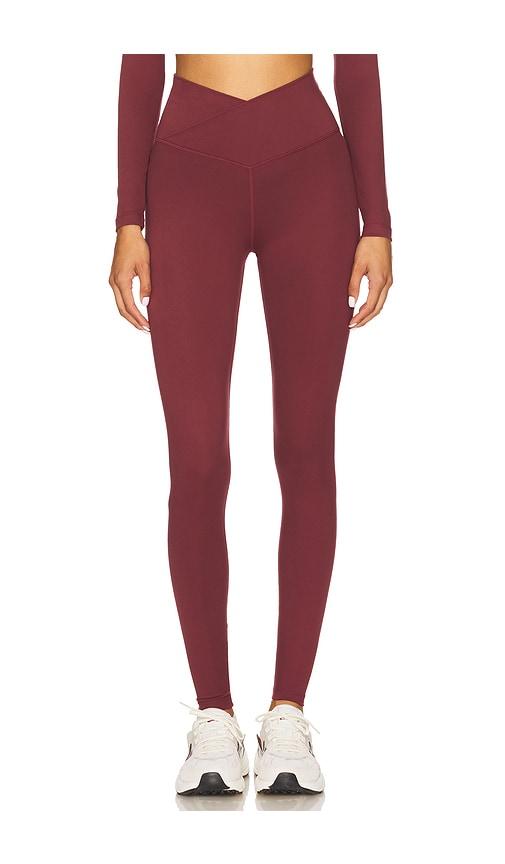 wellbeing + beingwell flowwell callista crossover legging in burgundy.
