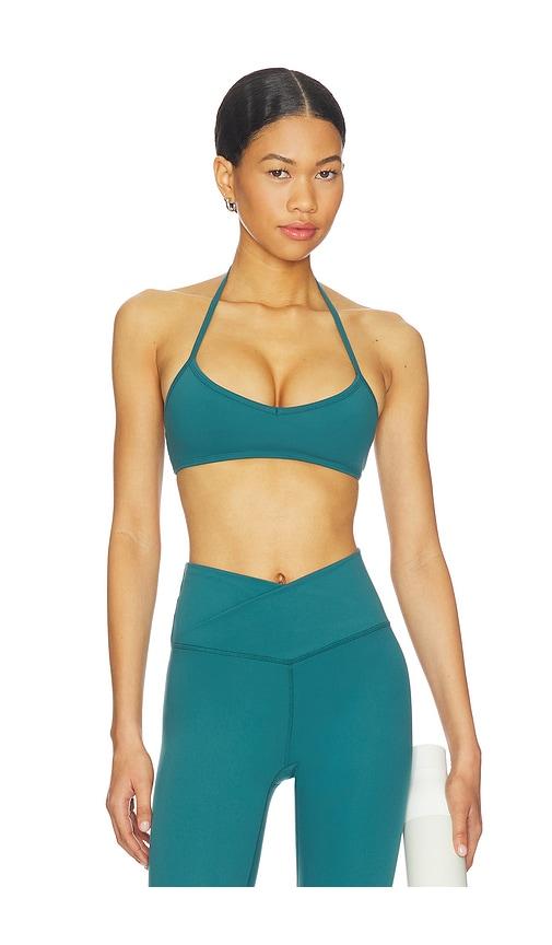 wellbeing + beingwell flowwell leni sports bra in teal.