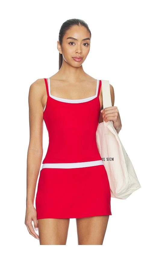 wellbeing + beingwell flowwell sage tank in red.