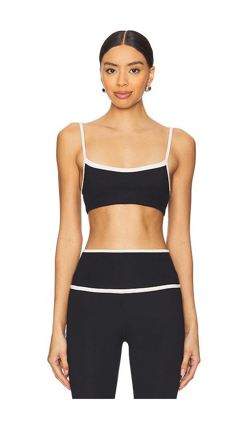 wellbeing + beingwell flowwell taryn sports bra in black.