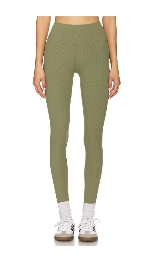 wellbeing + beingwell isla micro rib legging in olive.