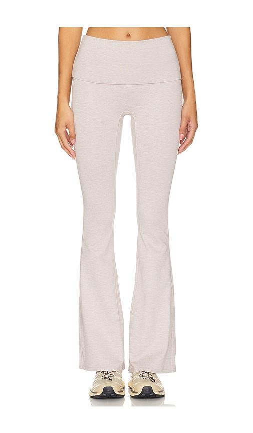 wellbeing + beingwell loungewell monte foldover pant in beige.