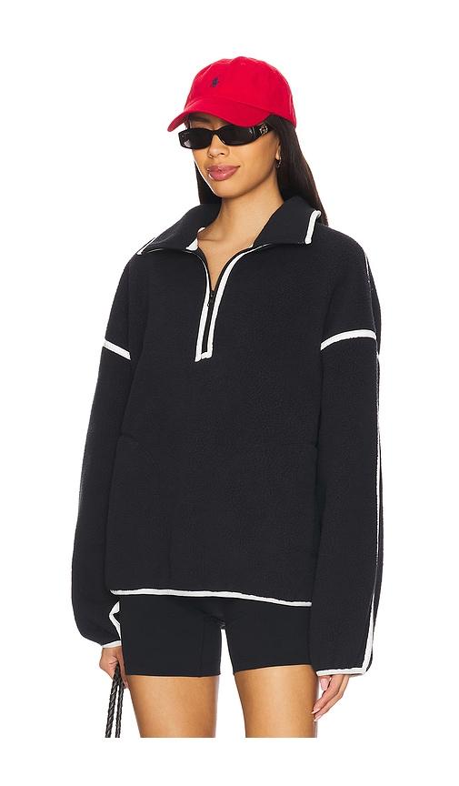 wellbeing + beingwell morena fleece half zip in black.