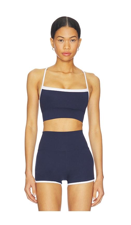 wellbeing + beingwell movewell morgan sports bra in navy.
