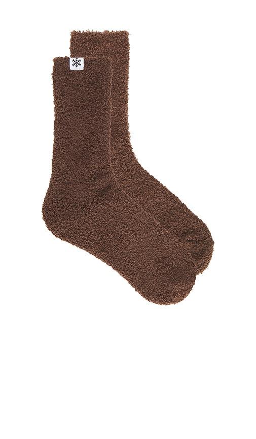 wellbeing + beingwell plush lounge sock in chocolate.