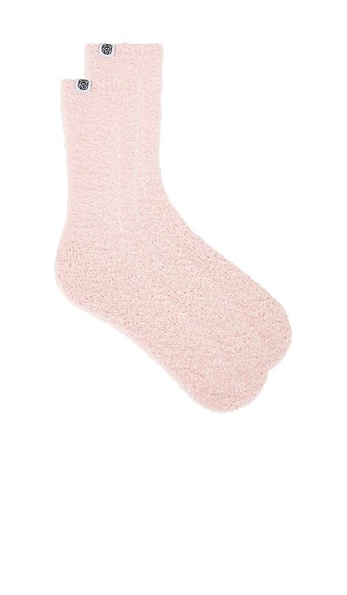 wellbeing + beingwell plush lounge sock in pink.