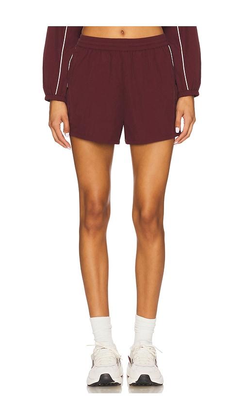 wellbeing + beingwell portola shorts in burgundy.
