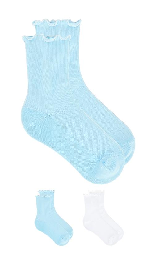 wellbeing + beingwell ruffle sock 2 pack in blue.