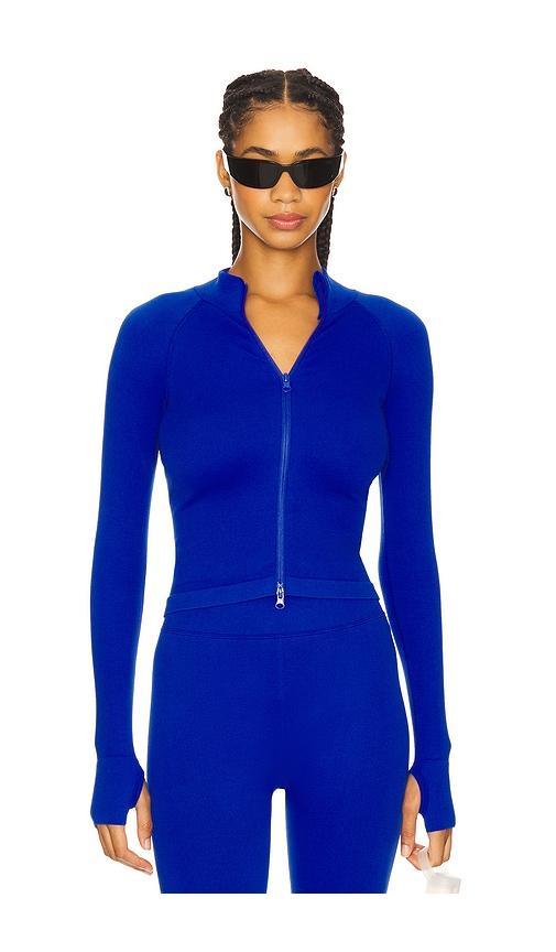 wellbeing + beingwell stretchwell bailey jacket in blue.