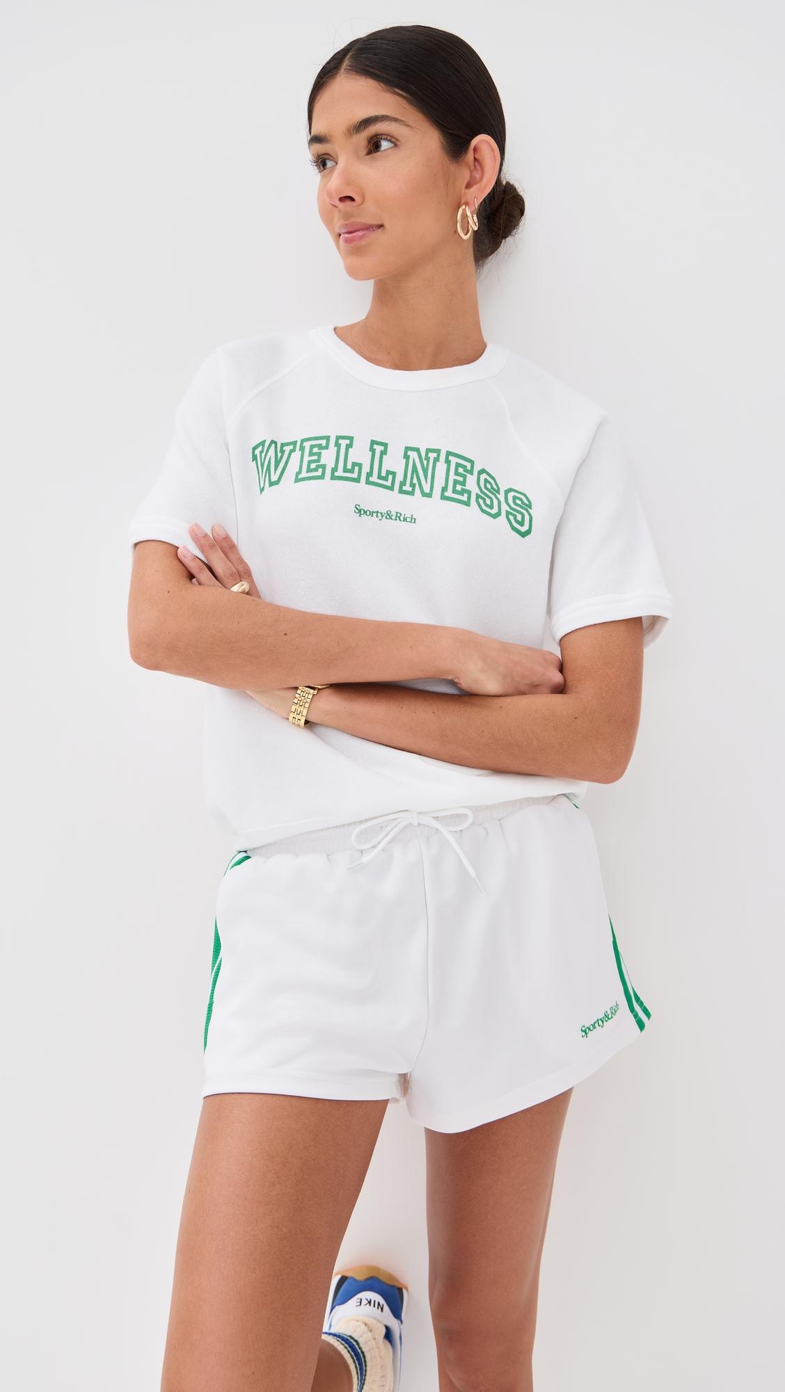 wellness ivy flocked short sleeve crewneck sweatshirt