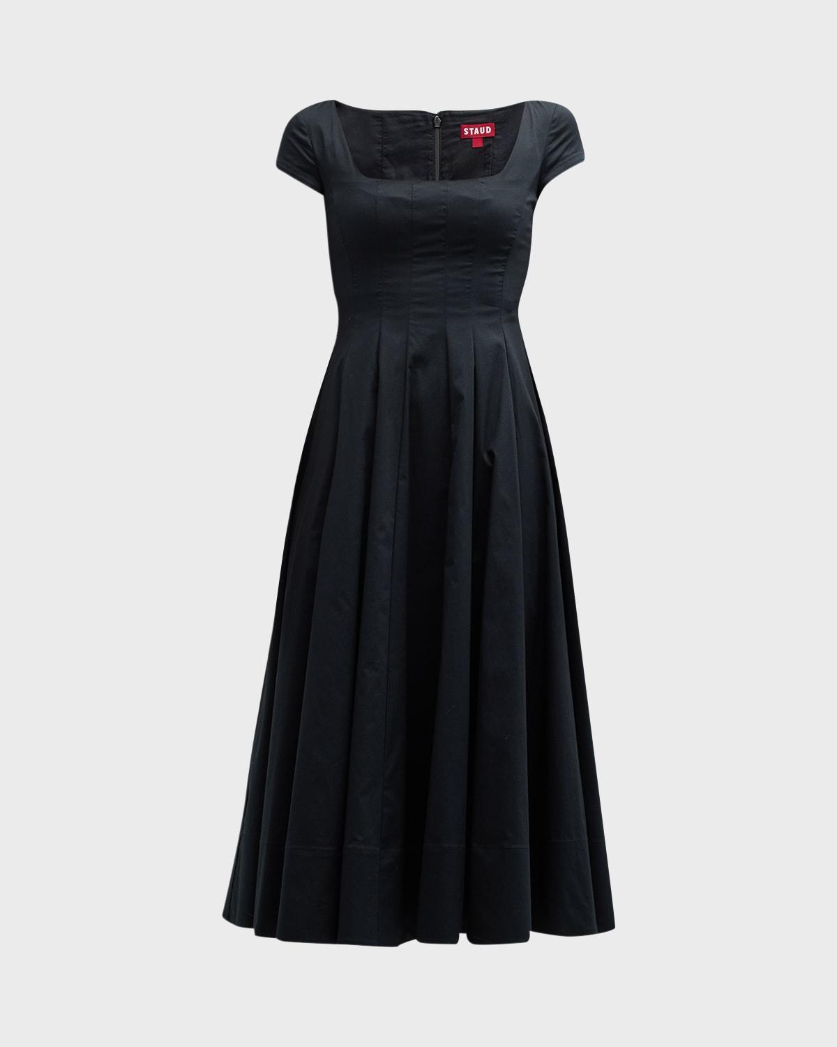 wells short-sleeve fit & flare poplin midi dress
