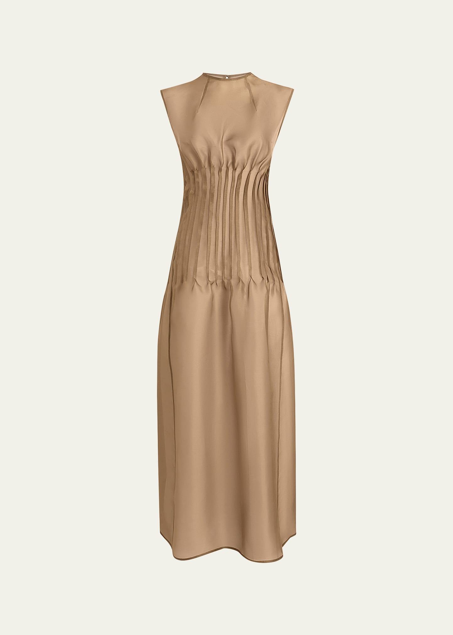 wes pleated silk maxi dress