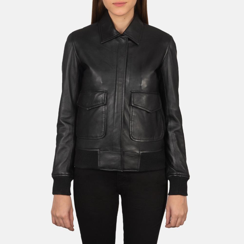 westa a-2 black leather bomber jacket