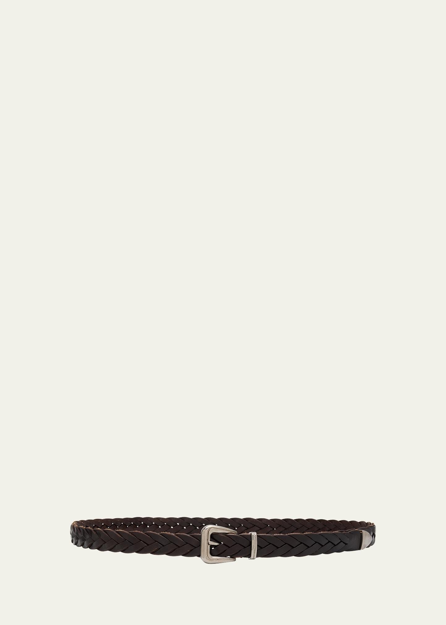 western braided calfskin belt