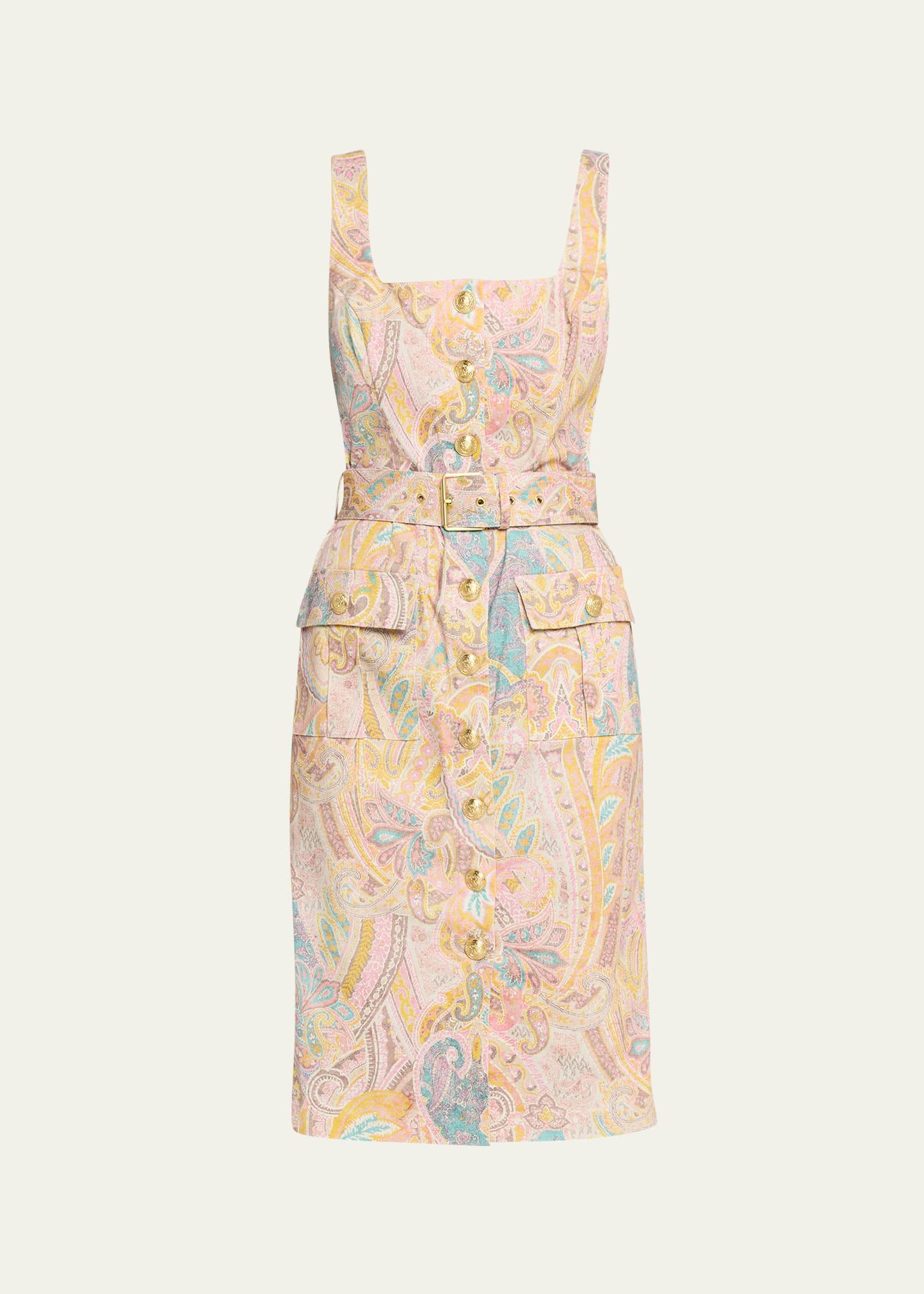 western paisley idy button-front tank dres
