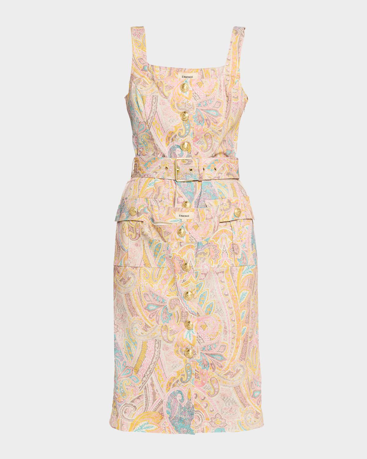 western paisley idy button-front tank dres