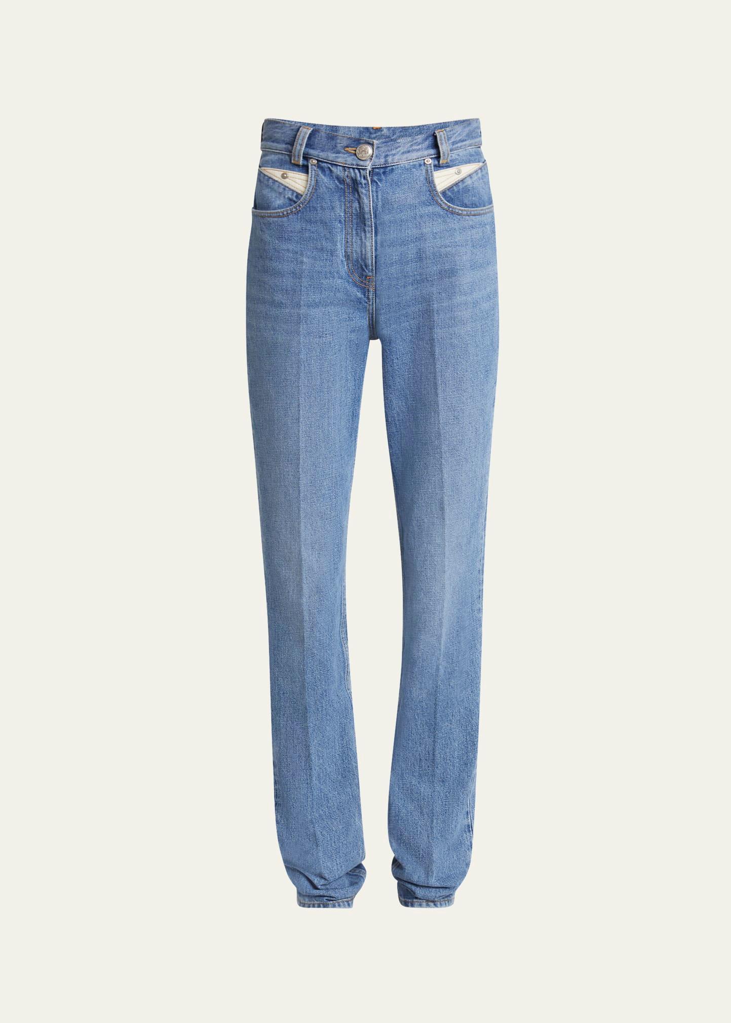 western straight leg denim pants