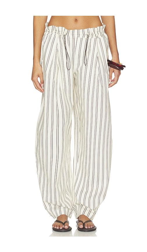 weworewhat adjustable waist pant in cream.