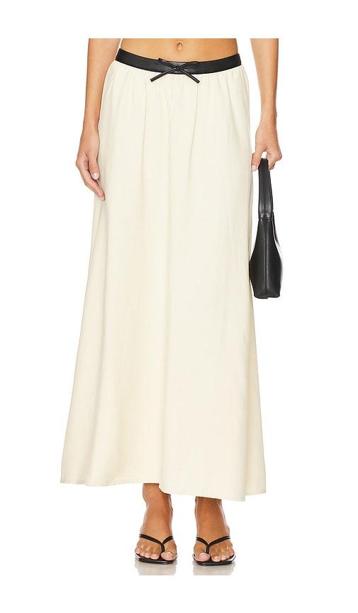 weworewhat bow maxi skirt in neutral.