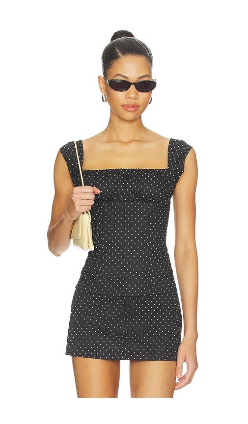 weworewhat cap sleeve ruched cup corset in black.