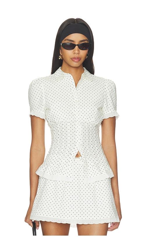 weworewhat cinched button up top in black & white.