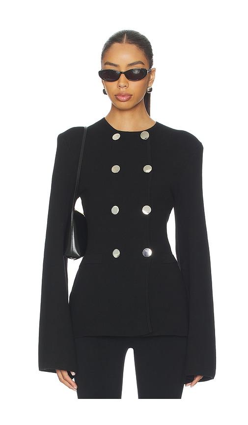 weworewhat cinched waist peplum sweater in black.