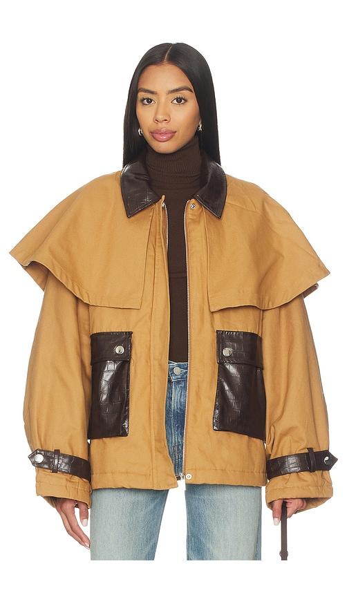 weworewhat cocoon barn jacket in brown.