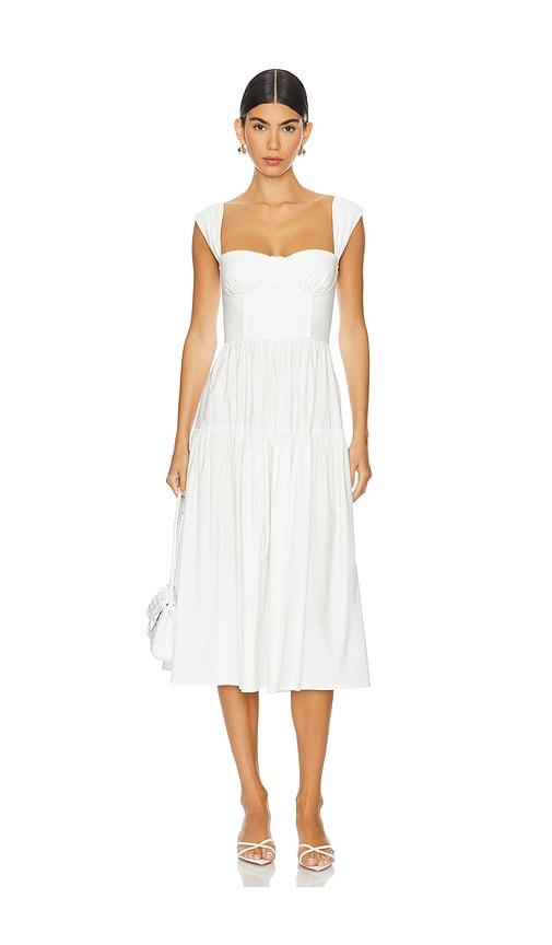weworewhat corset midi dress in white.