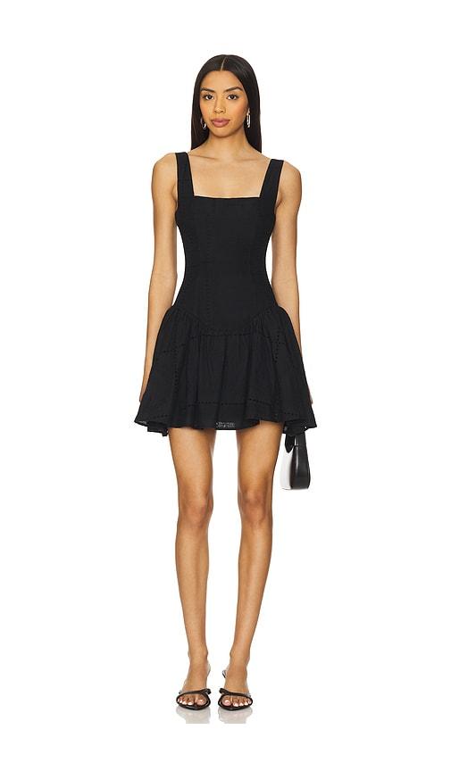 weworewhat corset peplum mini dress in black.