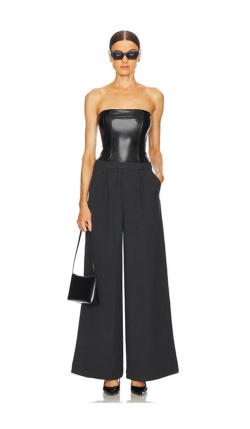 weworewhat corset wide leg jumpsuit in black.