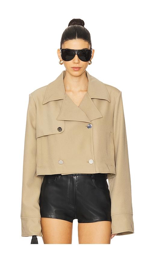 weworewhat cropped trench coat in beige.